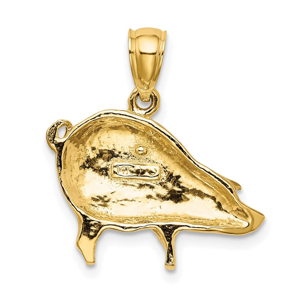 Million Charms 14K Yellow Gold Themed 2-D & Polished Pig Charm