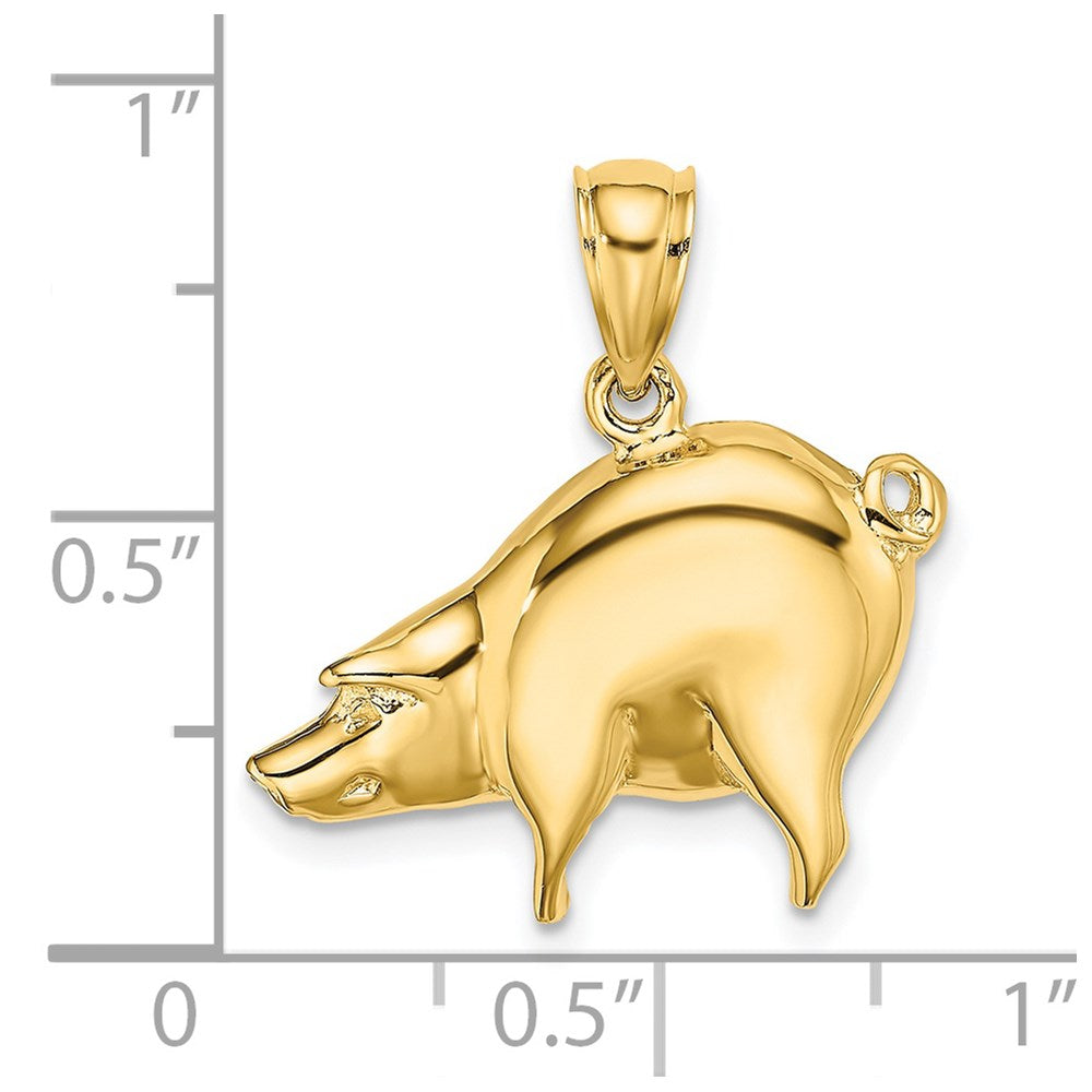 Million Charms 14K Yellow Gold Themed 2-D & Polished Pig Charm