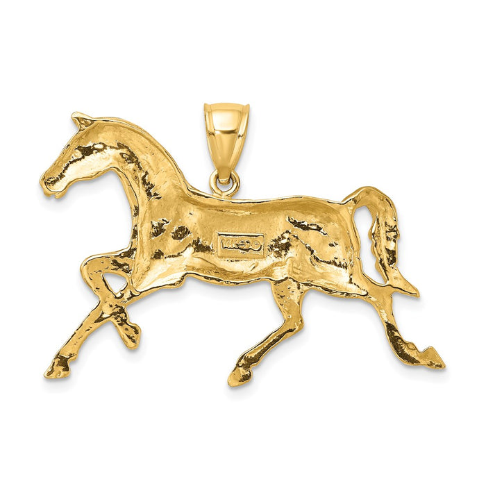 Million Charms 14K Yellow Gold Themed 2-D Polished Horse Charm