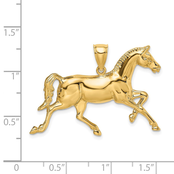 Million Charms 14K Yellow Gold Themed 2-D Polished Horse Charm