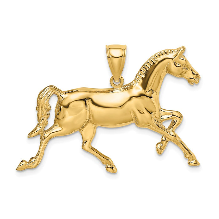 Million Charms 14K Yellow Gold Themed 2-D Polished Horse Charm