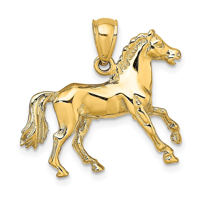 Million Charms 14K Yellow Gold Themed 3-D Horse Charm