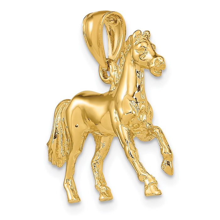 Million Charms 14K Yellow Gold Themed 3-D Horse Charm