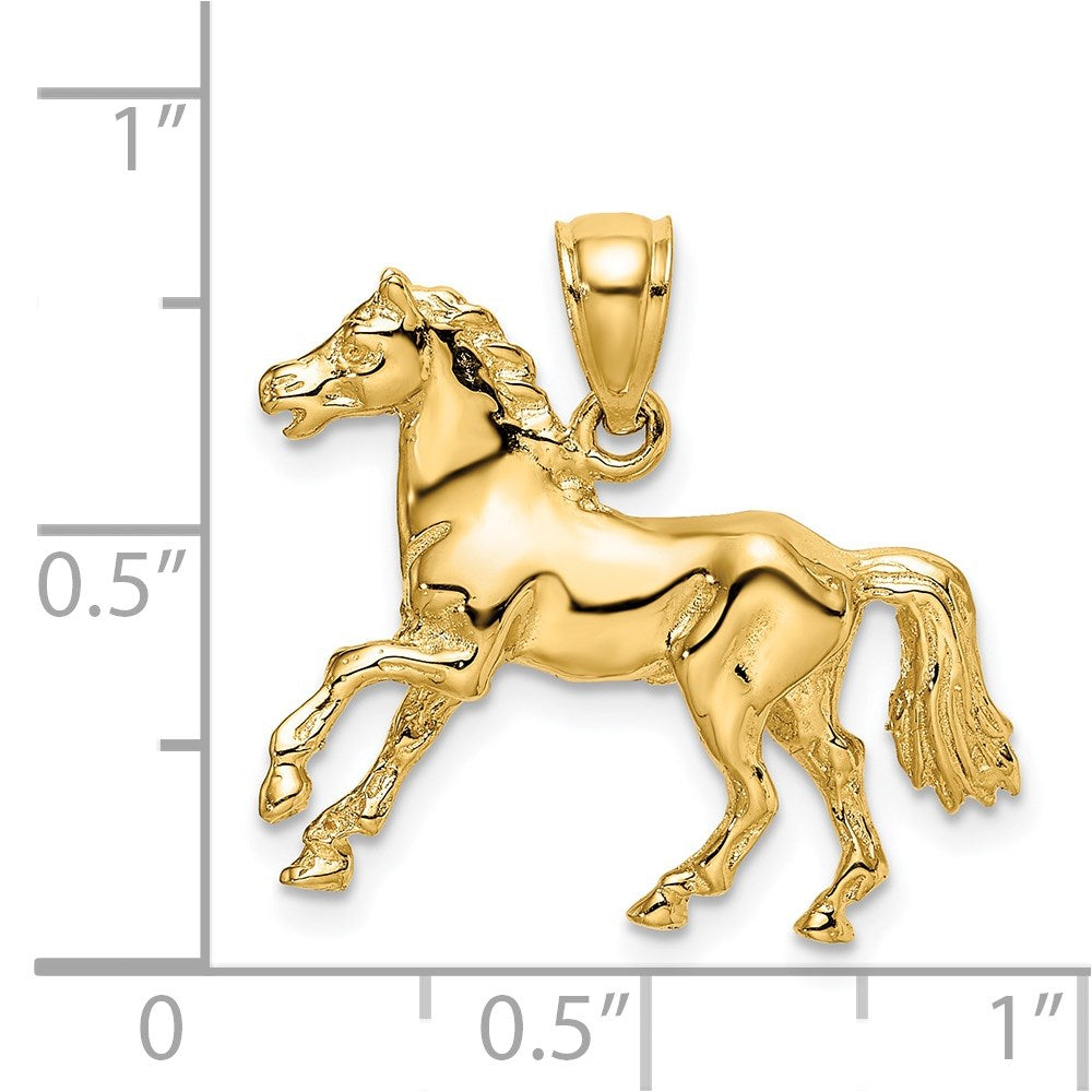 Million Charms 14K Yellow Gold Themed 3-D Horse Charm
