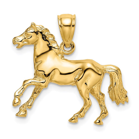 Million Charms 14K Yellow Gold Themed 3-D Horse Charm