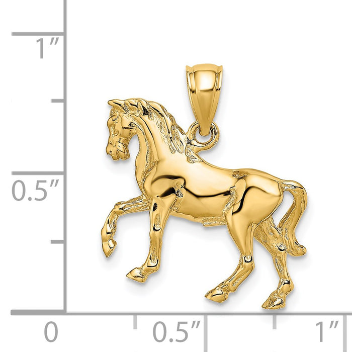 Million Charms 14K Yellow Gold Themed 3-D Horse Charm