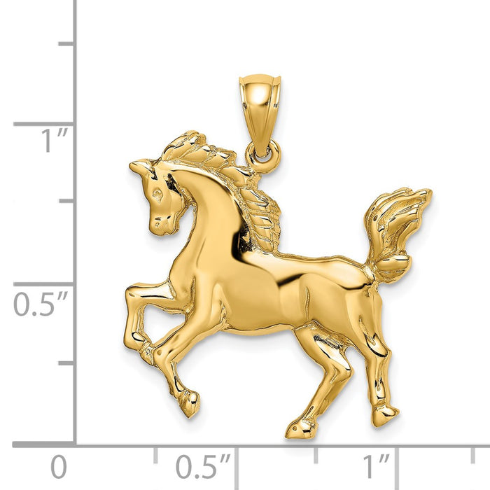 Million Charms 14K Yellow Gold Themed 2-D Horse Charm