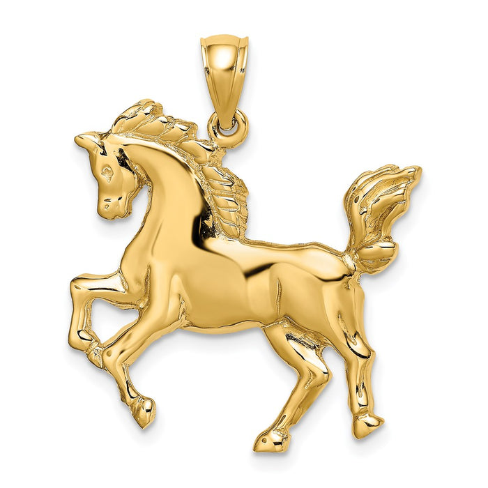 Million Charms 14K Yellow Gold Themed 2-D Horse Charm