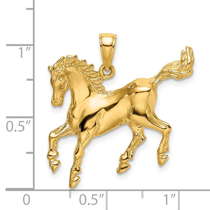 Million Charms 14K Yellow Gold Themed 2-D Horse Charm