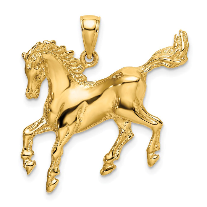 Million Charms 14K Yellow Gold Themed 2-D Horse Charm