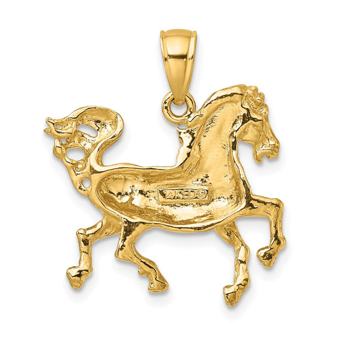 Million Charms 14K Yellow Gold Themed 2-D Horse Charm