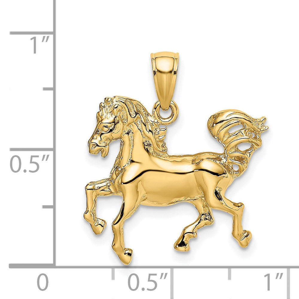 Million Charms 14K Yellow Gold Themed 2-D Horse Charm