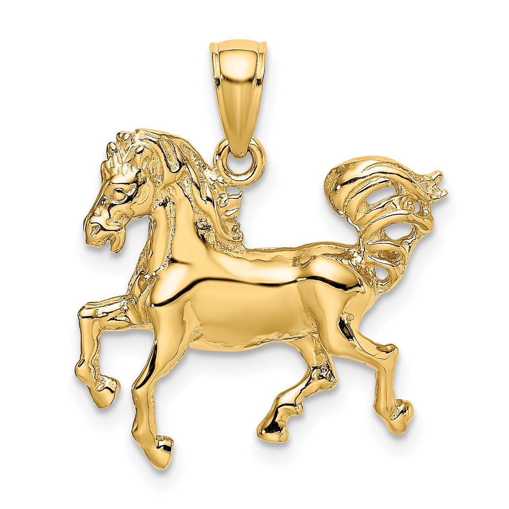 Million Charms 14K Yellow Gold Themed 2-D Horse Charm