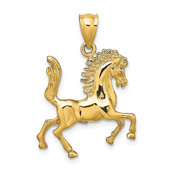 Million Charms 14K Yellow Gold Themed 3-D Horse Charm