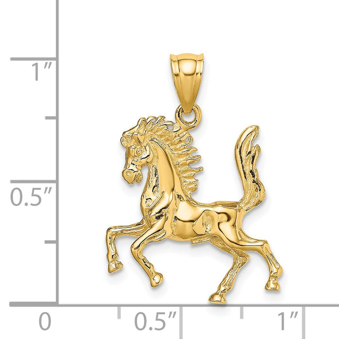 Million Charms 14K Yellow Gold Themed 3-D Horse Charm