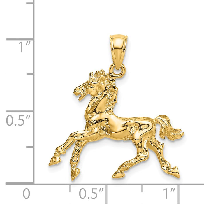 Million Charms 14K Yellow Gold Themed 3-D Horse Trotting Charm