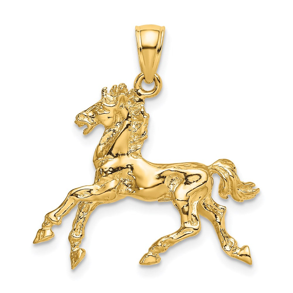 Million Charms 14K Yellow Gold Themed 3-D Horse Trotting Charm