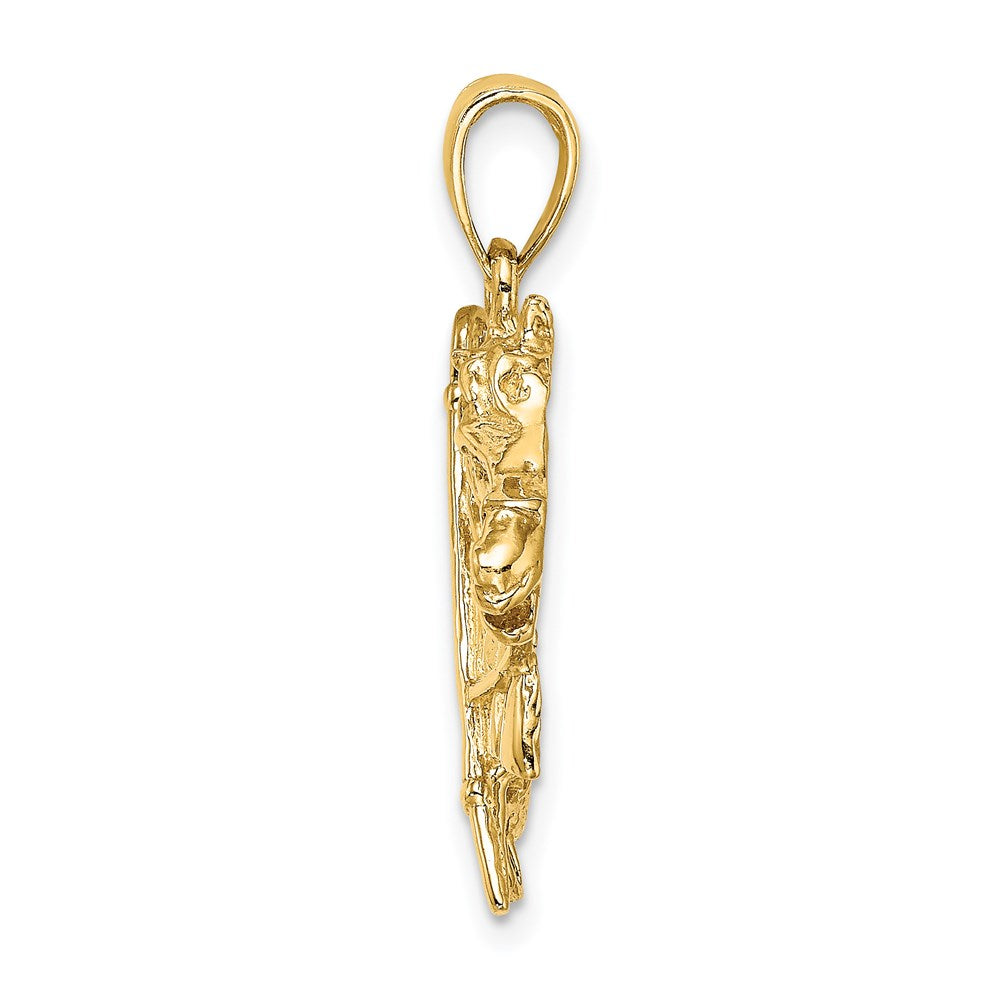 Million Charms 14K Yellow Gold Themed Horse Head With Shoe & Crop Charm