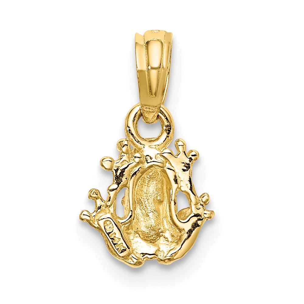Million Charms 14K Yellow Gold Themed 2-D Textured Miniature Frog Charm