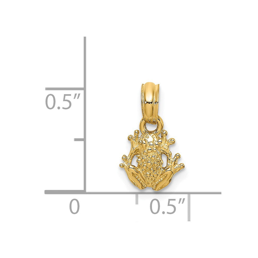 Million Charms 14K Yellow Gold Themed 2-D Textured Miniature Frog Charm