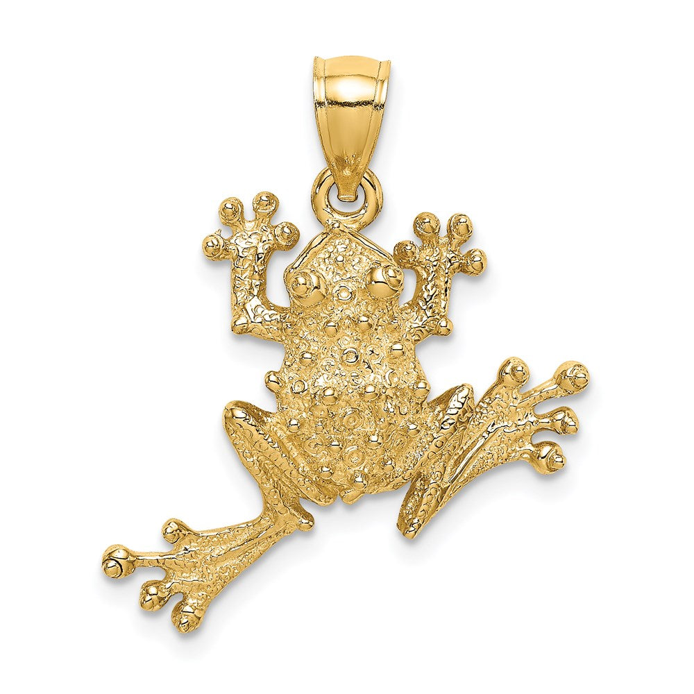 Million Charms 14K Yellow Gold Themed 2-D Textured Frog Charm