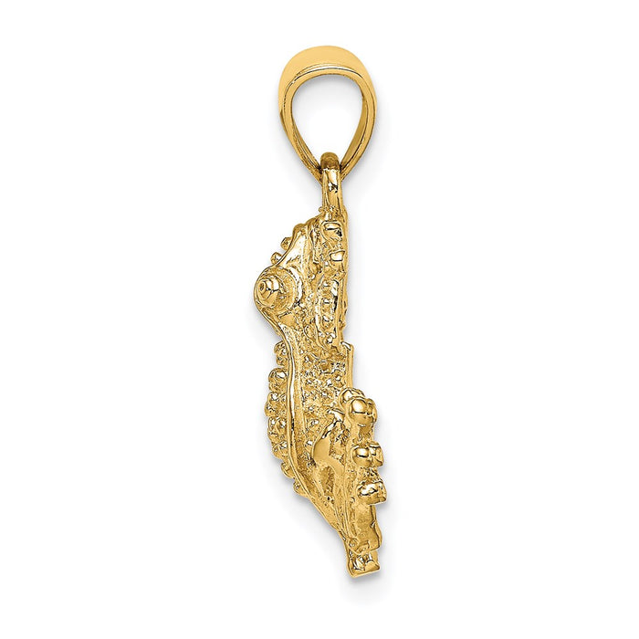 Million Charms 14K Yellow Gold Themed 2-D Textured Frog Charm