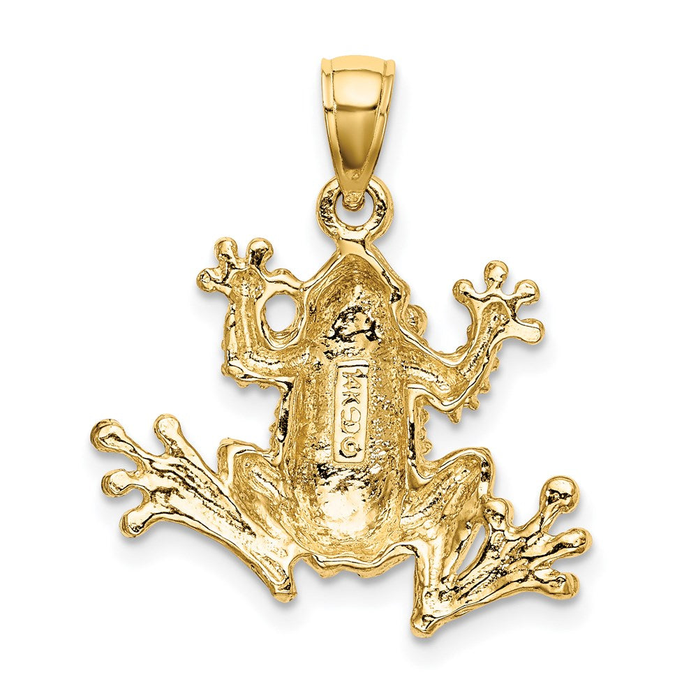 Million Charms 14K Yellow Gold Themed 2-D Textured Frog Charm