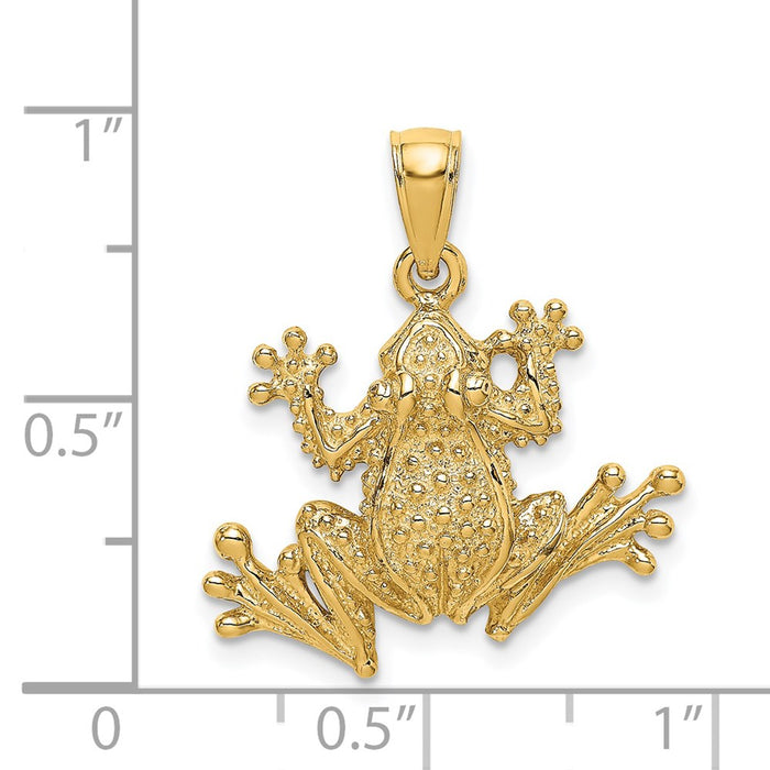 Million Charms 14K Yellow Gold Themed 2-D Textured Frog Charm