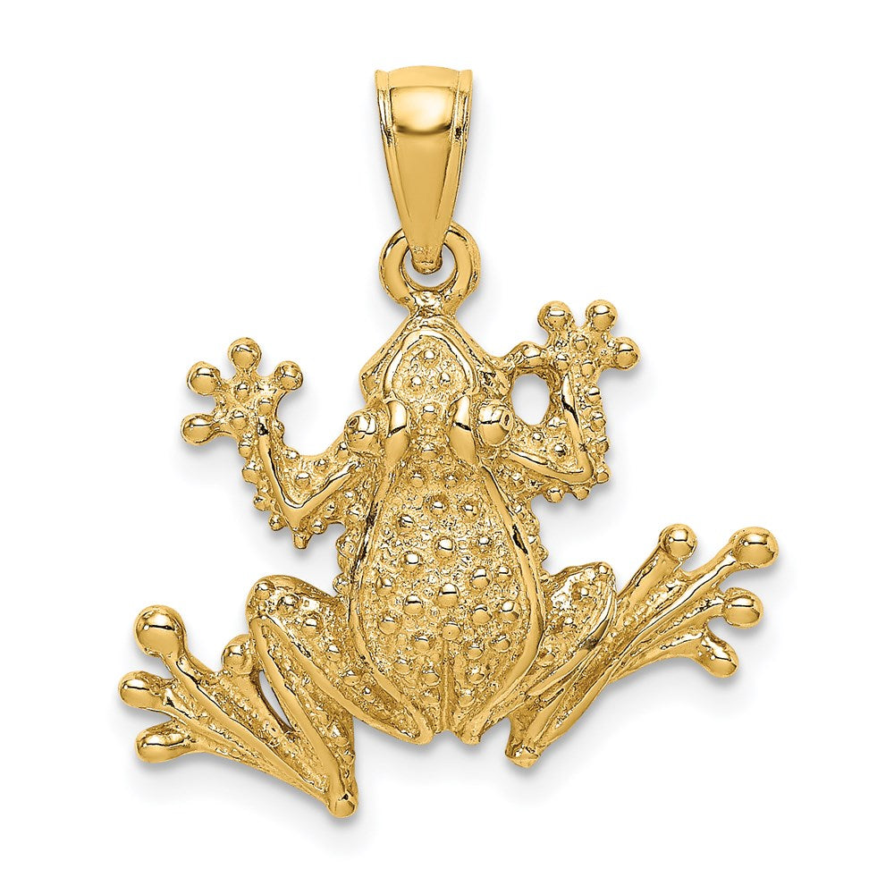 Million Charms 14K Yellow Gold Themed 2-D Textured Frog Charm