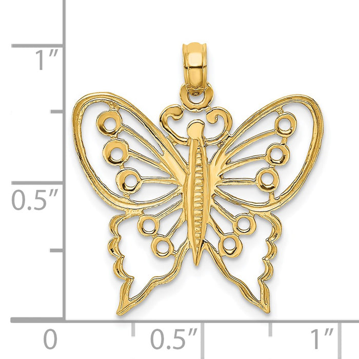 Million Charms 14K Yellow Gold Themed Cut-Out Butterfly Charm