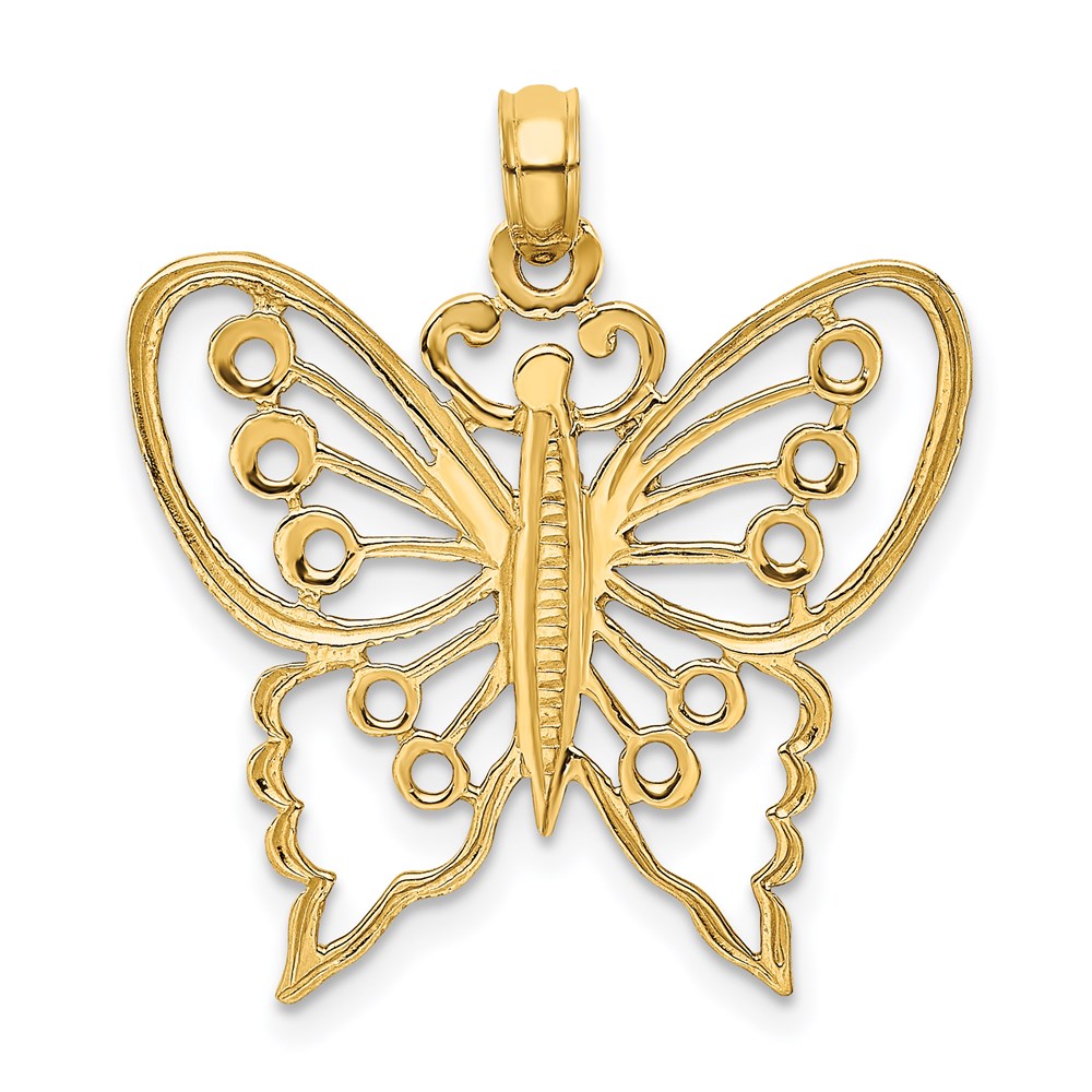 Million Charms 14K Yellow Gold Themed Cut-Out Butterfly Charm