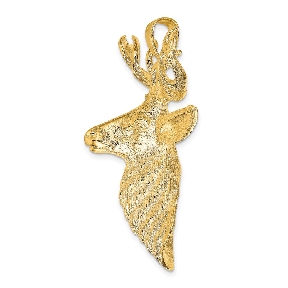 Million Charms 14K Yellow Gold Themed 3-D Textured Deer Head Charm