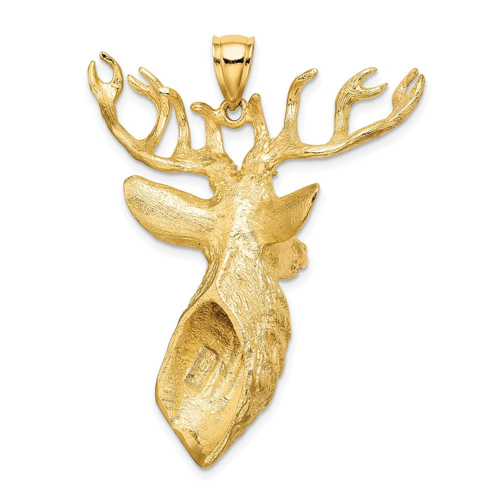 Million Charms 14K Yellow Gold Themed 3-D Textured Deer Head Charm