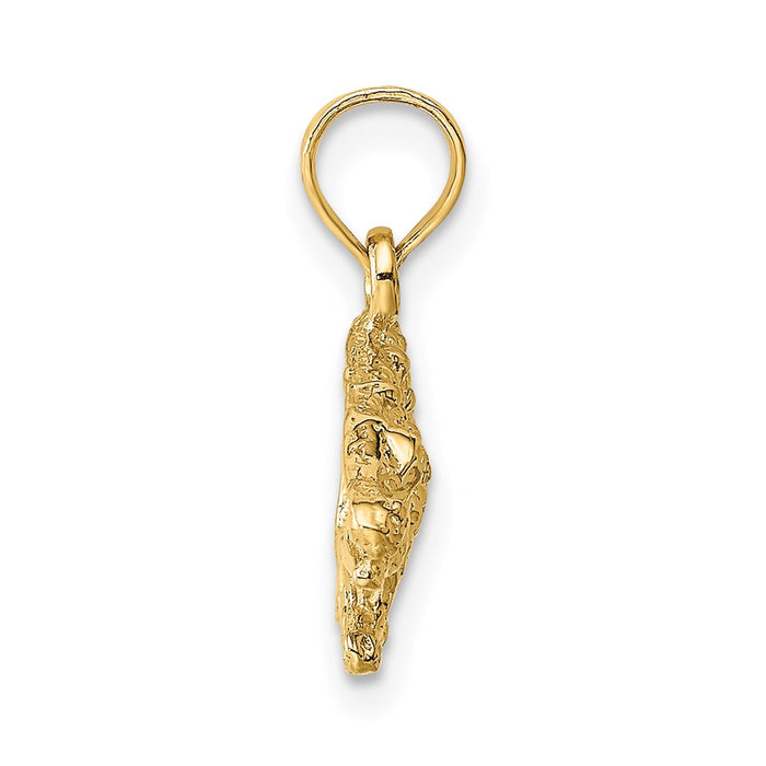 Million Charms 14K Yellow Gold Themed 2-D Textured Alligator Charm