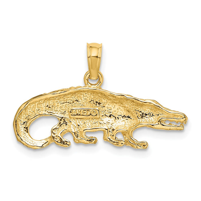 Million Charms 14K Yellow Gold Themed 2-D Textured Alligator Charm