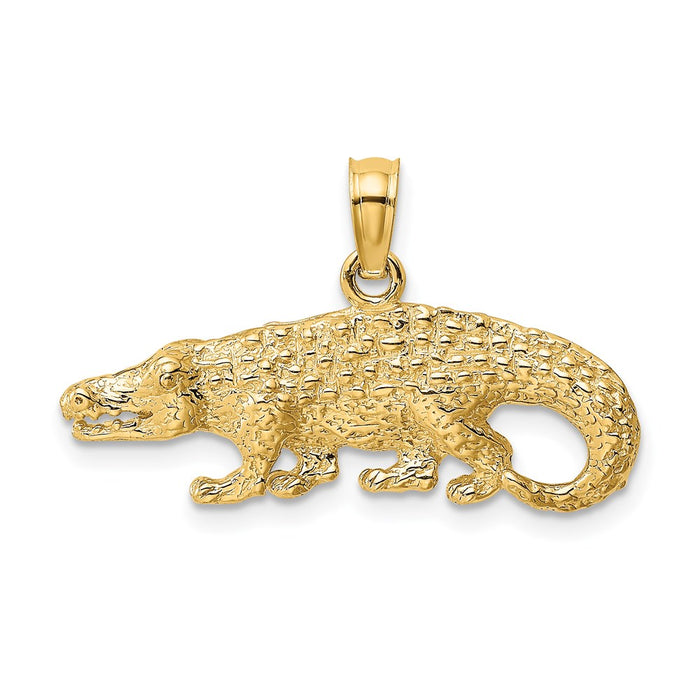 Million Charms 14K Yellow Gold Themed 2-D Textured Alligator Charm