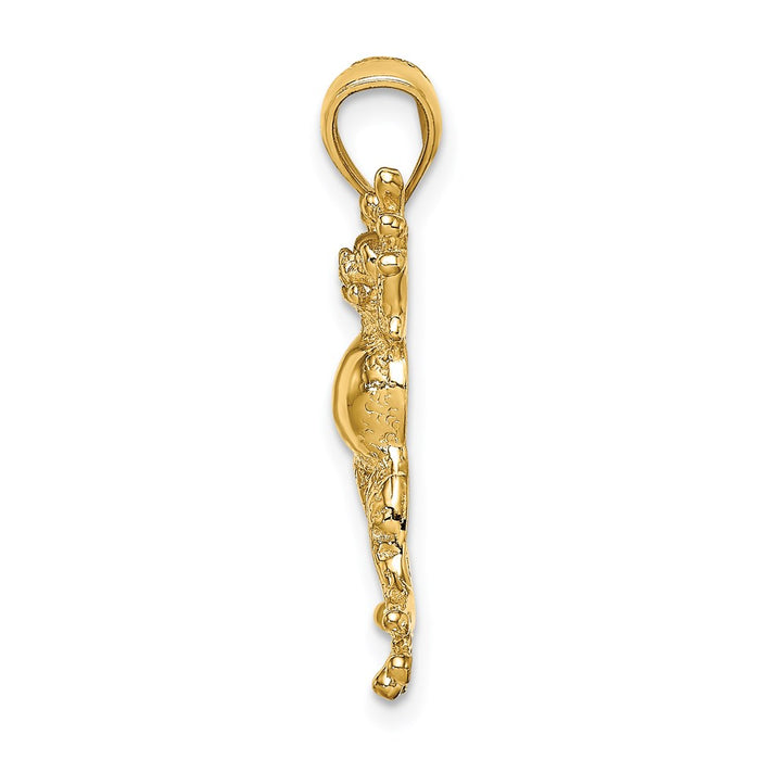 Million Charms 14K Yellow Gold Themed 2-D Frog With Pop Belly Charm