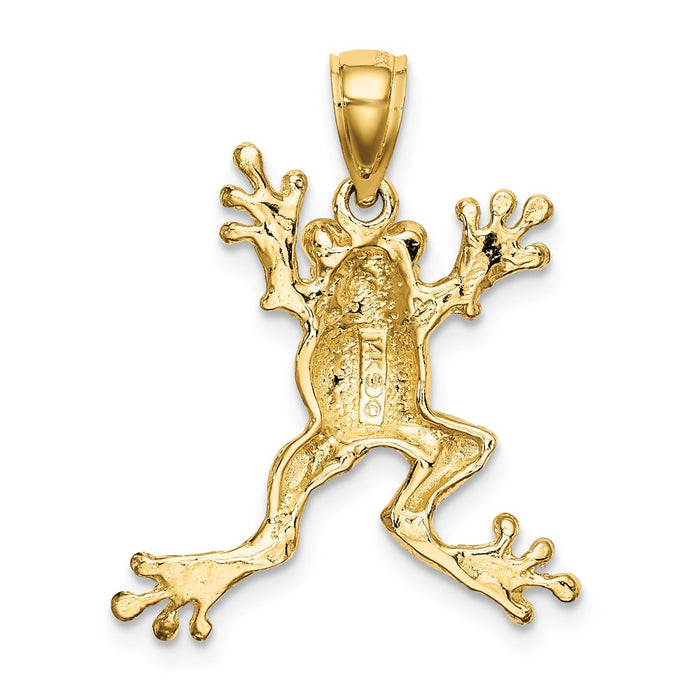 Million Charms 14K Yellow Gold Themed 2-D Frog With Pop Belly Charm