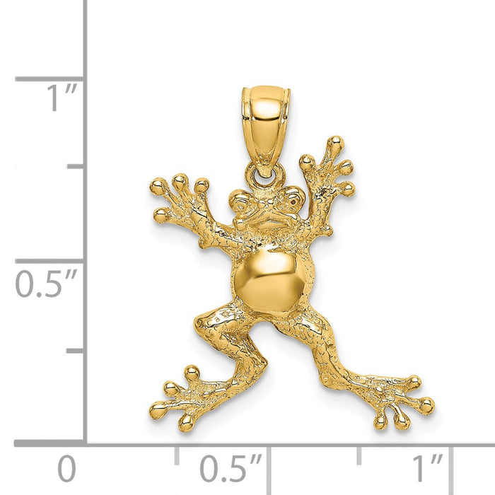 Million Charms 14K Yellow Gold Themed 2-D Frog With Pop Belly Charm