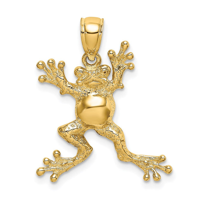 Million Charms 14K Yellow Gold Themed 2-D Frog With Pop Belly Charm