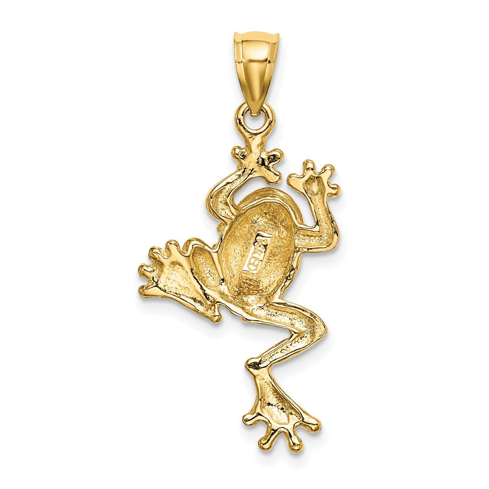 Million Charms 14K Yellow Gold Themed Frog With Textured Back Charm