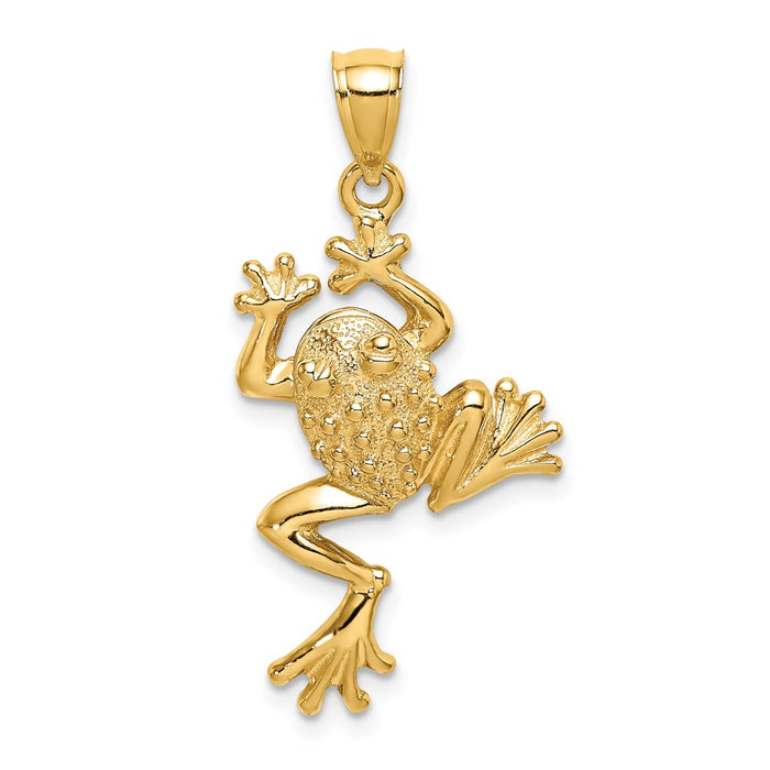 Million Charms 14K Yellow Gold Themed Frog With Textured Back Charm