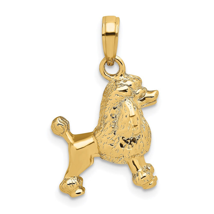 Million Charms 14K Yellow Gold Themed 3-D Poodle Dog Charm