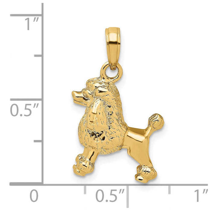 Million Charms 14K Yellow Gold Themed 3-D Poodle Dog Charm