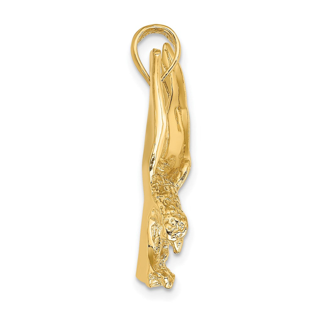 Million Charms 14K Yellow Gold Themed 2-D Eagle Landing With Wings Up Charm