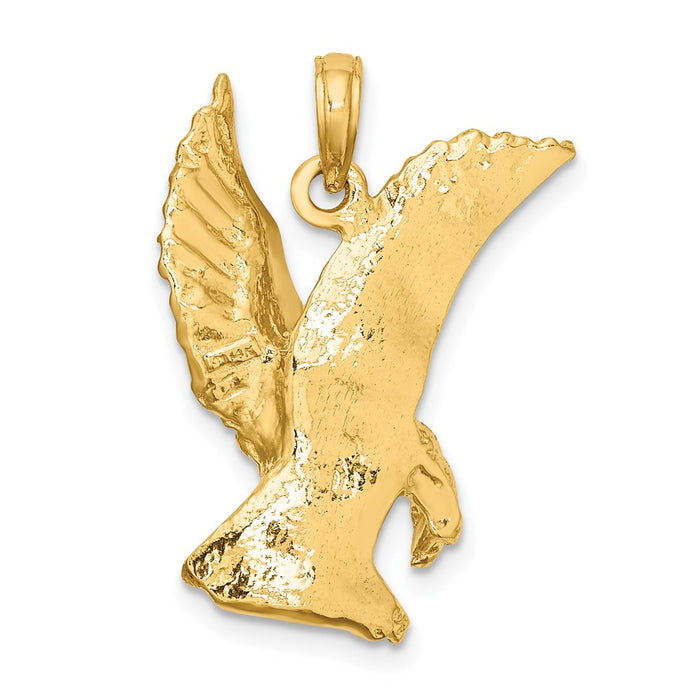 Million Charms 14K Yellow Gold Themed 2-D Eagle Landing With Wings Up Charm