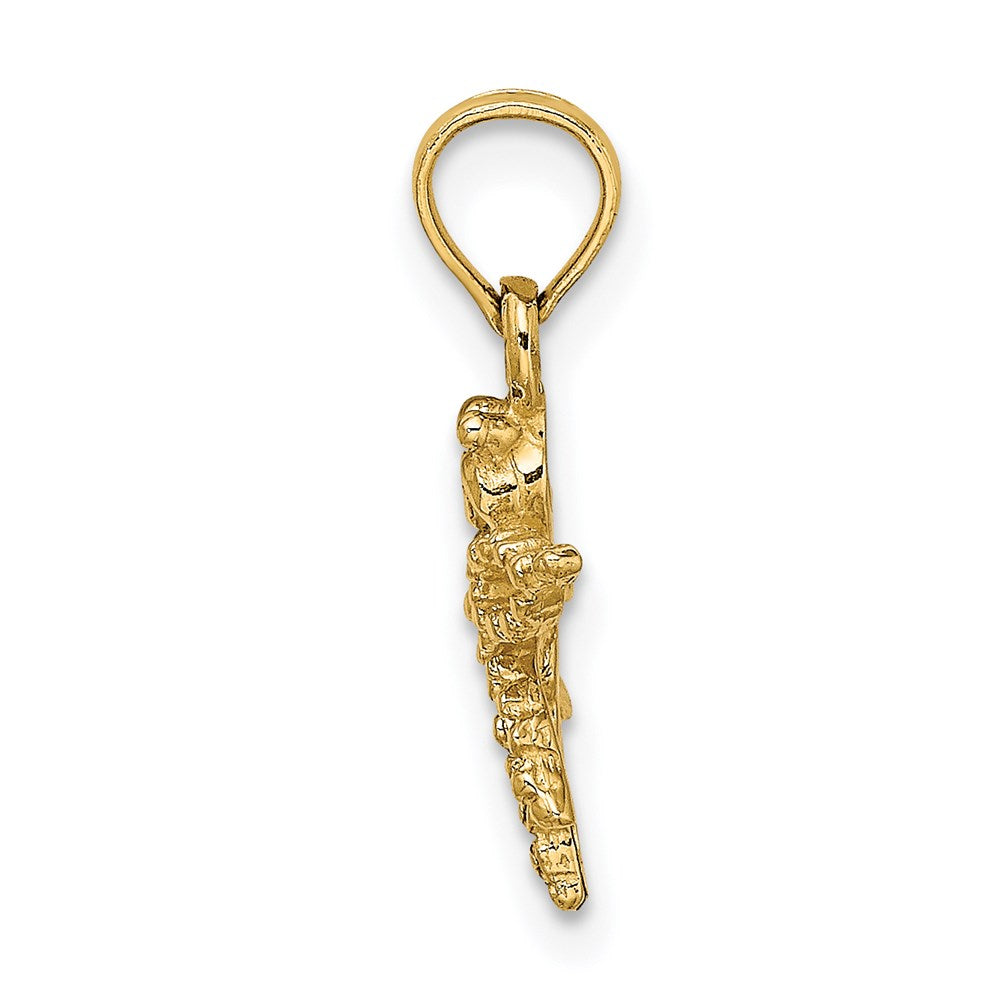 Million Charms 14K Yellow Gold Themed 2-D Mini Dragonfly With Cut-Out Wings Charm