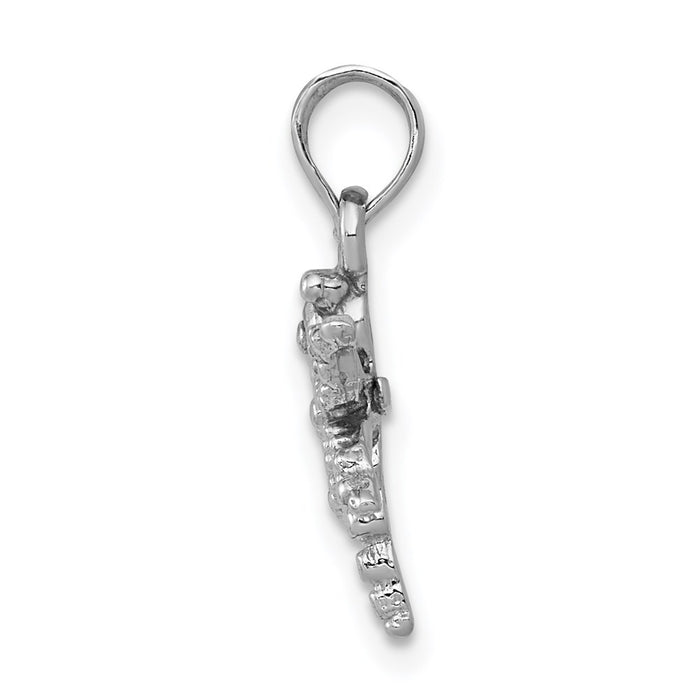 Million Charms 14K White Gold Themed 2-D Mini Dragonfly With Cut-Out Wings Charm