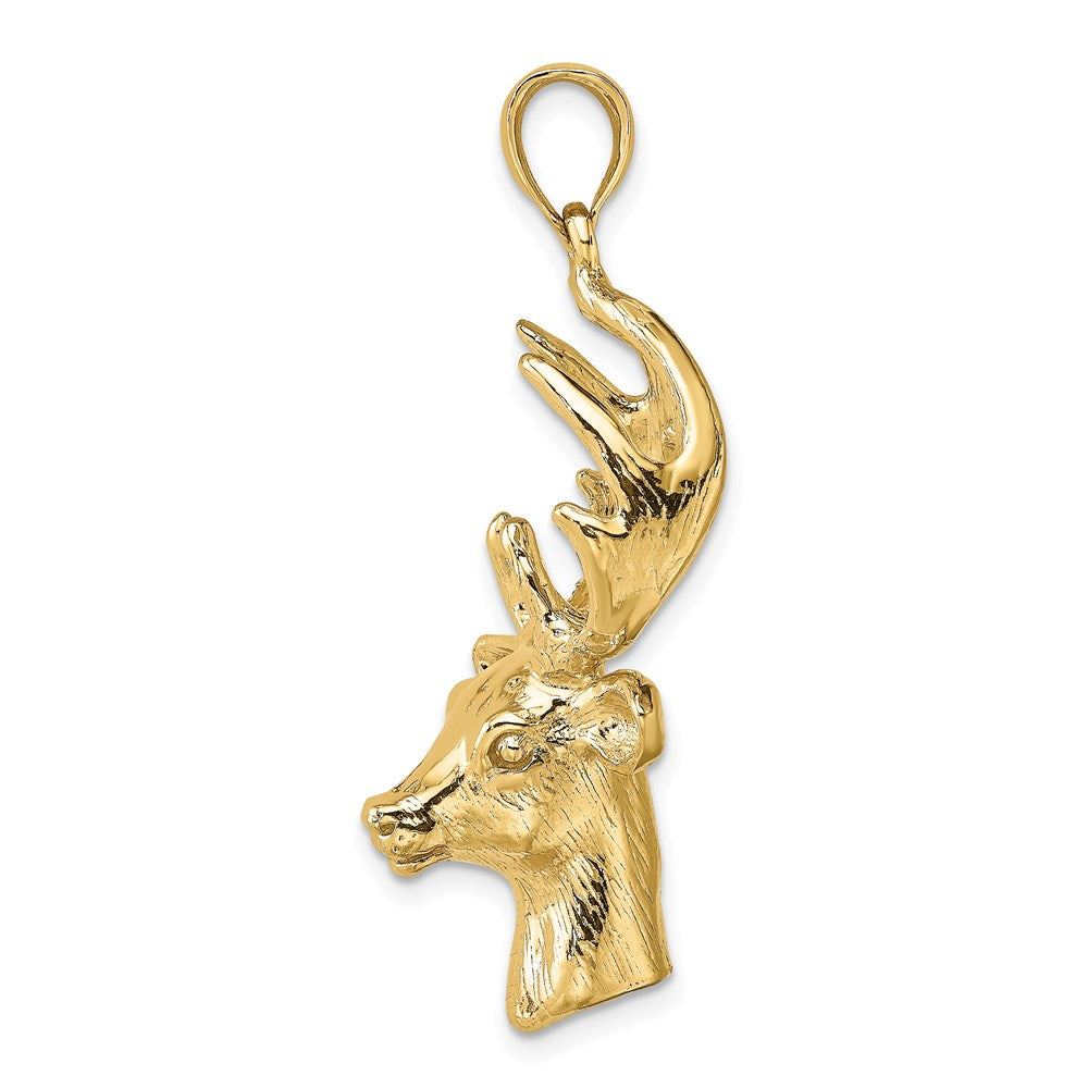 Million Charms 14K Yellow Gold Themed 3-D Deer Head Charm