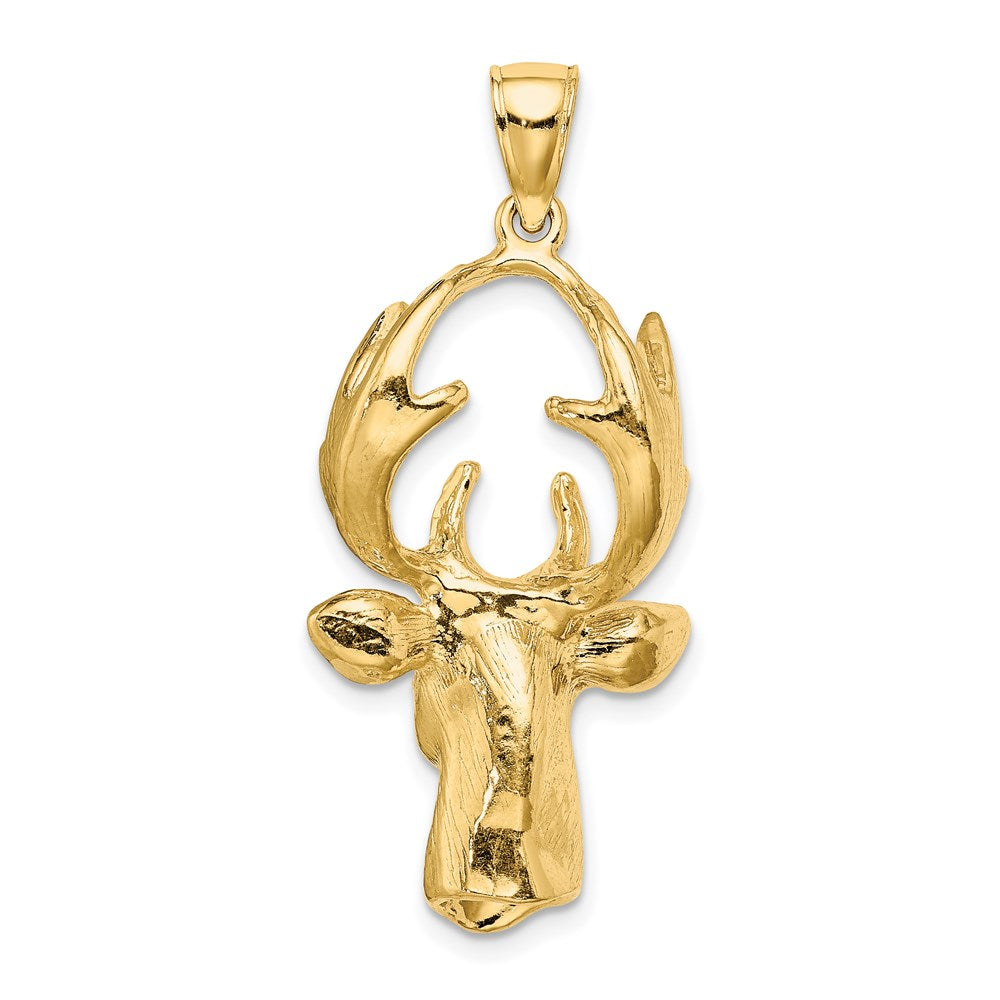 Million Charms 14K Yellow Gold Themed 3-D Deer Head Charm